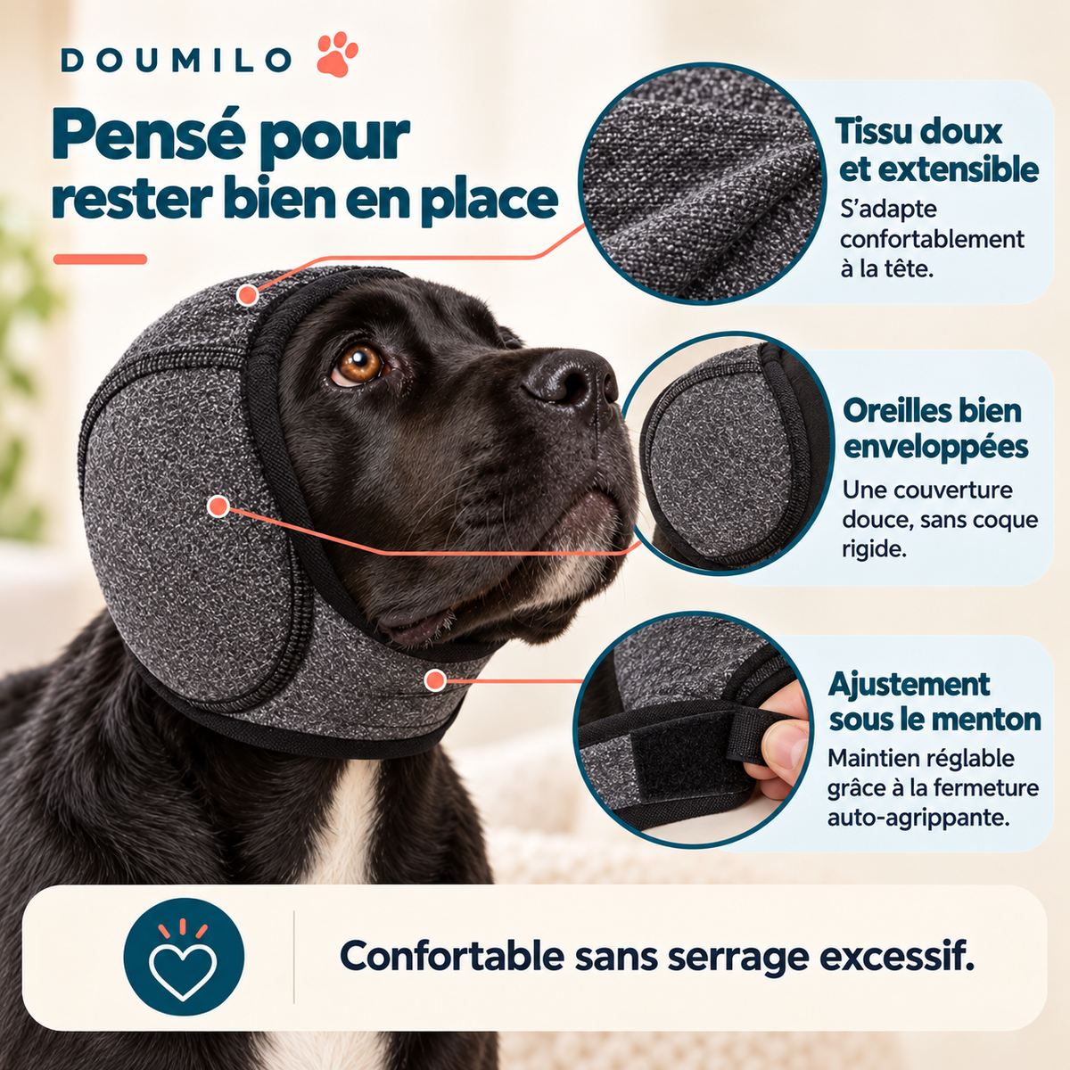 Protège-oreilles apaisant pour chien